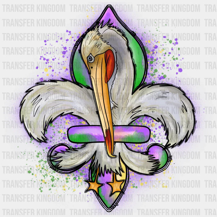 Mardi Gras Fleur-de-lis Bird Design - Mardi Gras DTF heat transfer