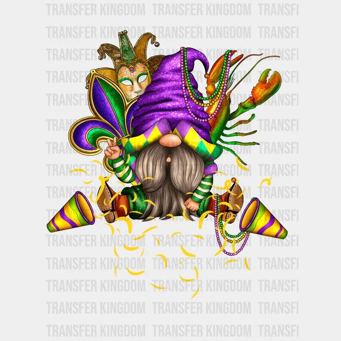 Mardi Gras Design Gnome With Mask - Mardi Gras DTF heat transfer