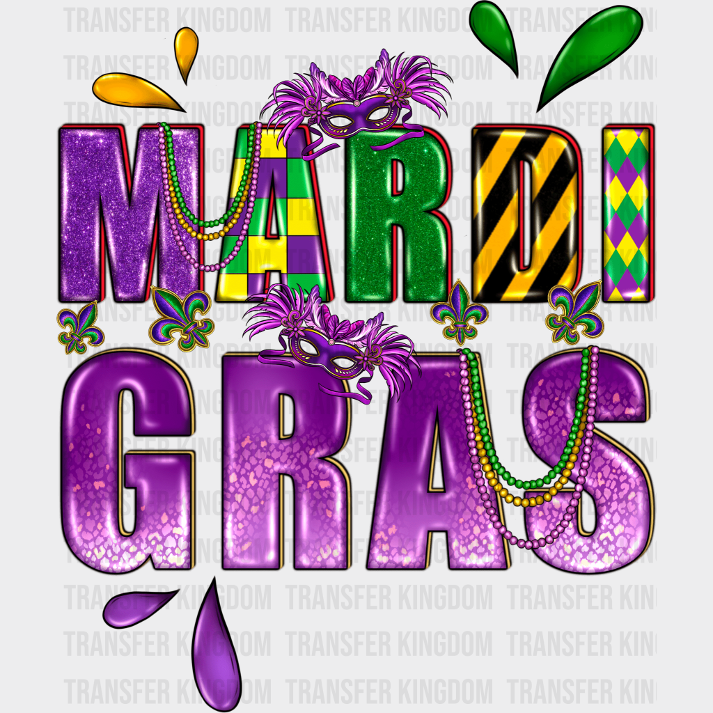 Mardi Gras Design- Dtf Heat Transfer