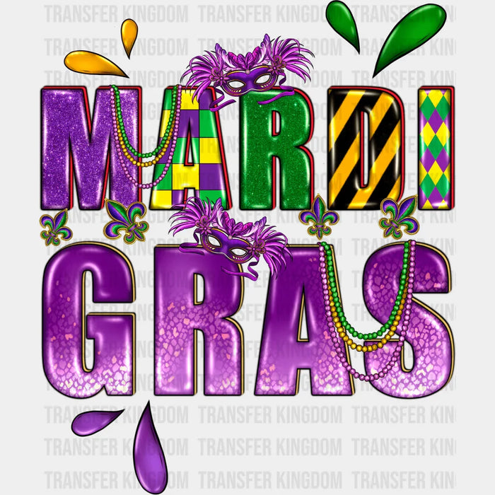 Purple Yellow Mardi Gras Design- Mardi Gras DTF heat transfer