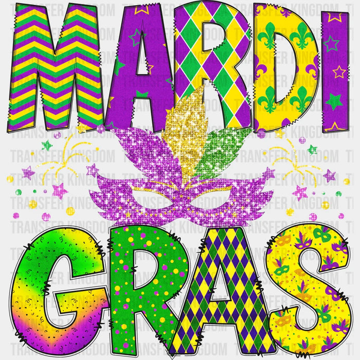 Mardi Gras Purple Mask Design - Mardi Gras DTF heat transfer