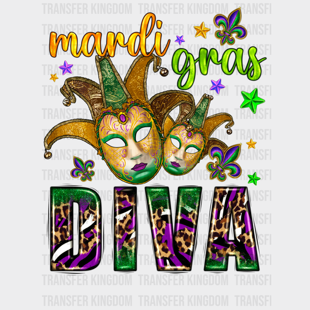 Mardi Gras Diva Design- Dtf Heat Transfer