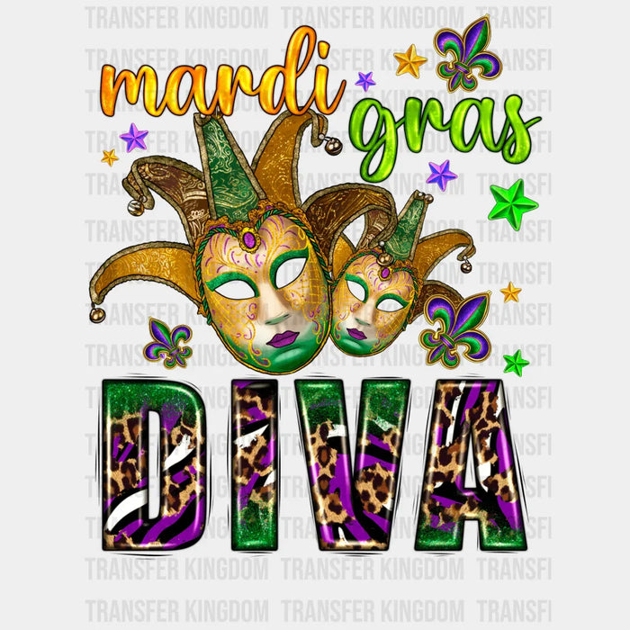 Mardi Gras Diva Masks Design - Mardi Gras DTF heat transfer