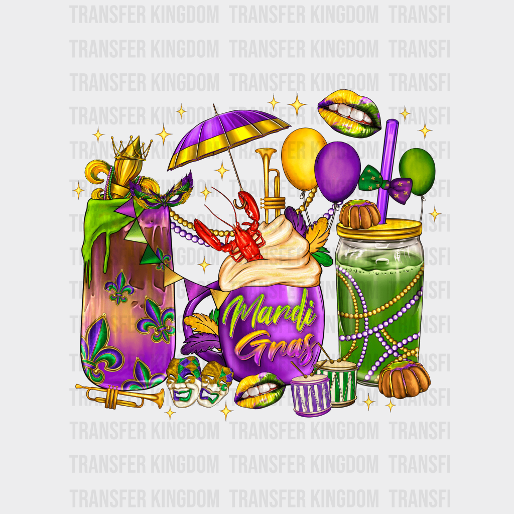 Mardi Gras Drinks Design- Dtf Heat Transfer