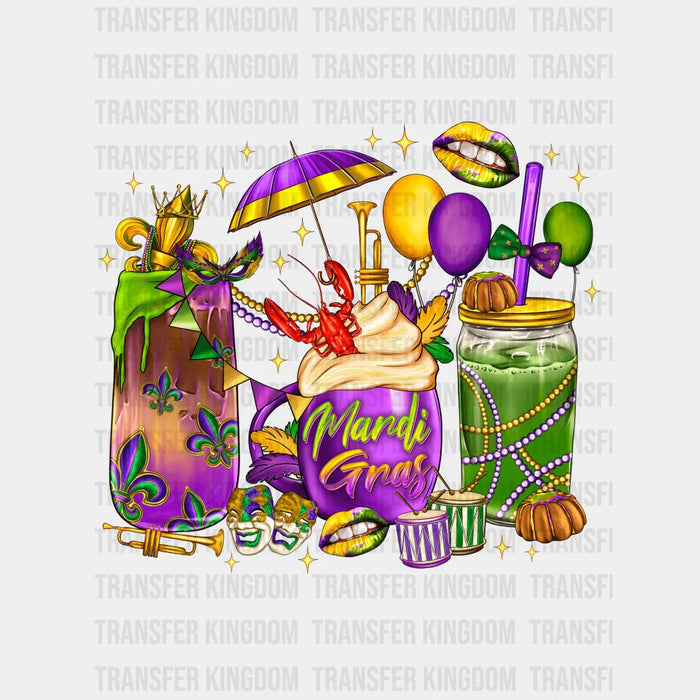 Mardi Gras Drinks Design - Mardi Gras DTF transfer