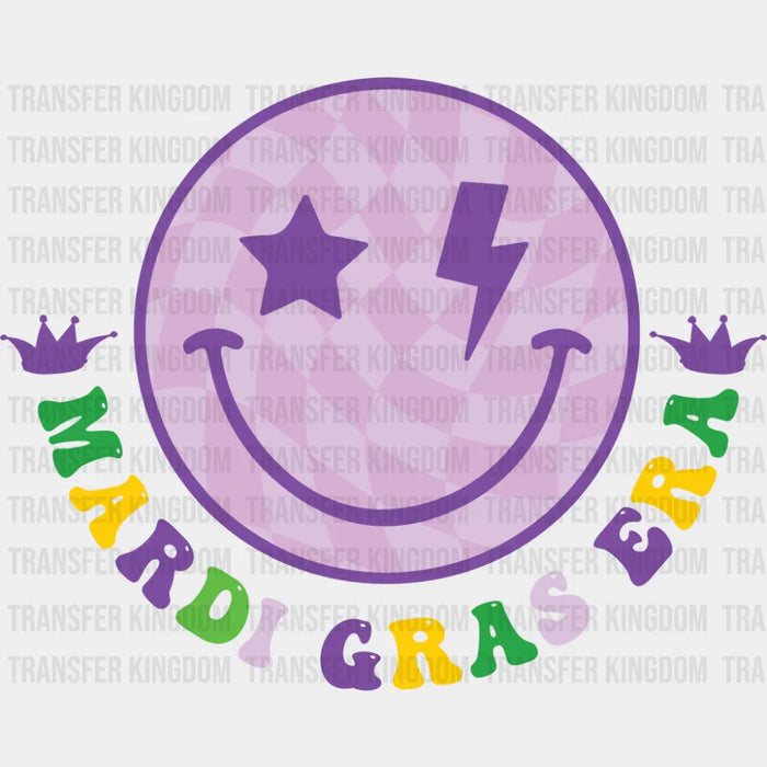 Mardi Gras Era Smiley - Mardi Gras DTF Transfer