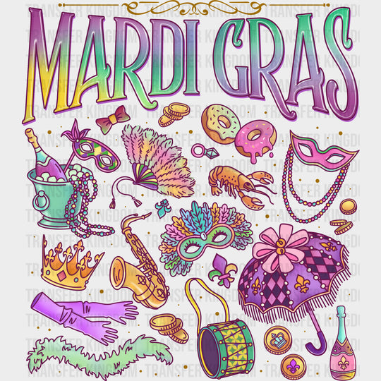 Mardi Gras Items - Mardi Gras DTF Transfers Adult Unisex - S & M (10’’) / Dark Color Design (See Imaging)