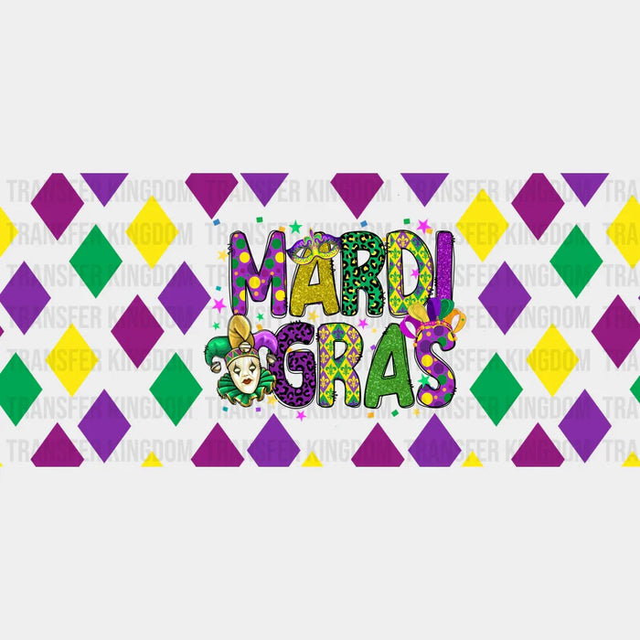 Mardi Gras Jester - Mardi Gras Cup Wrap UV Sticker Permanent UV DTF Decal