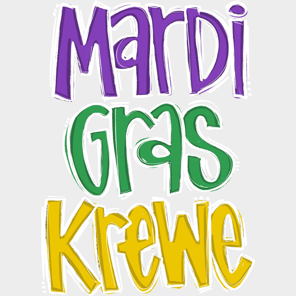 Mardi Gras Krewe - Mardi Gras DTF Transfers Adult Unisex - S & M (10’’) / Light Color Design (See Imaging)