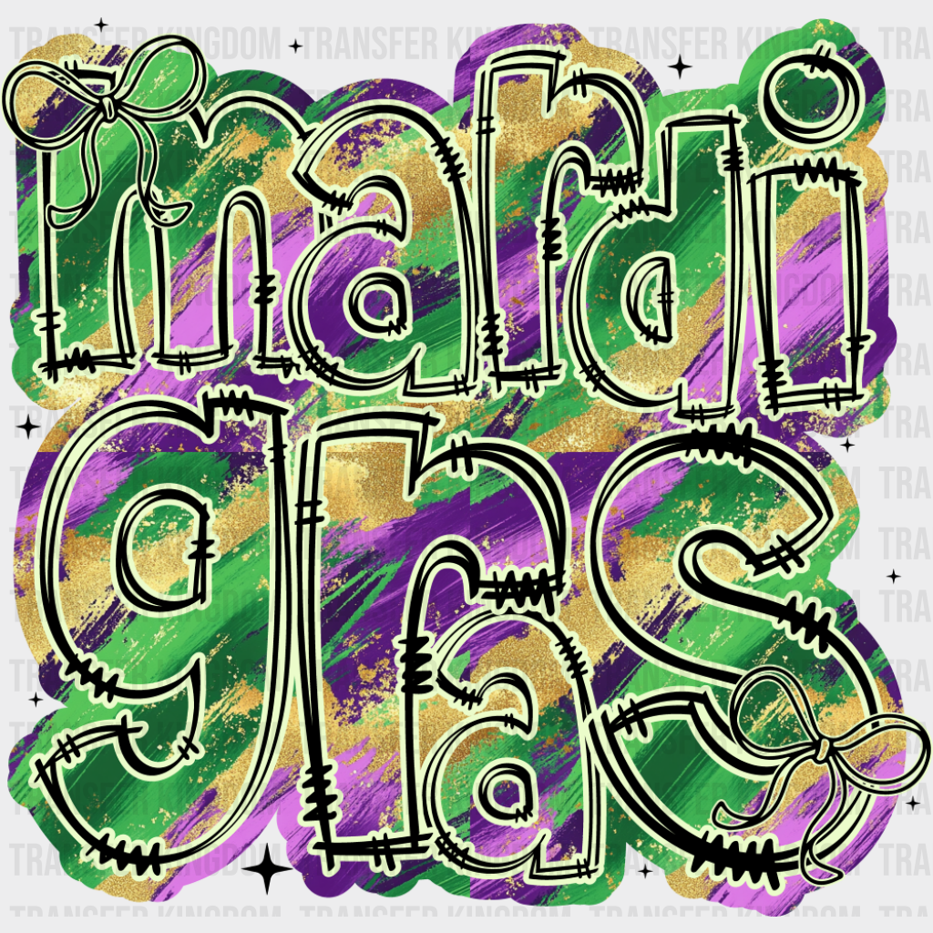 Mardi Gras Line Text - Mardi Gras DTF Transfer