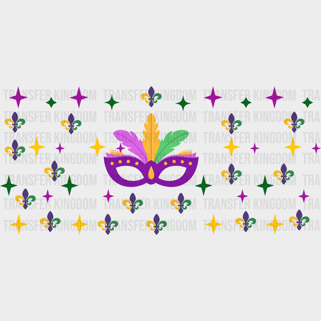 Mardi Gras Mask - Cup Wrap Uv Sticker Permanent Dtf Decal