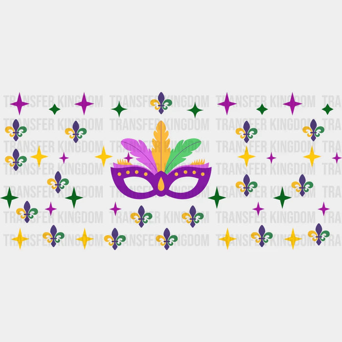 Mardi Gras Mask - Mardi Gras Cup Wrap UV Sticker Permanent UV DTF Decal