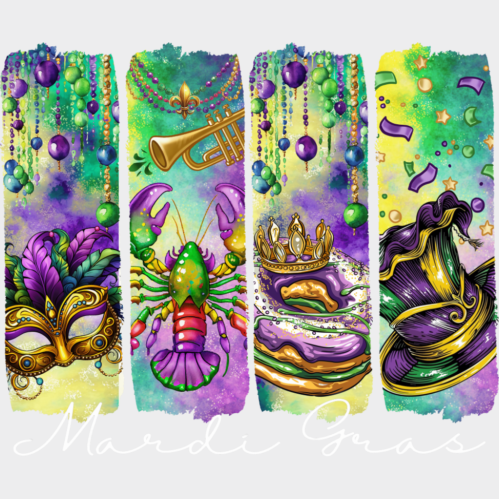 Mardi Gras Mask Lobster Donut & Hat - Mardi Gras DTF Transfer Adult Unisex - S & M (10’’) / Light Color Design (See