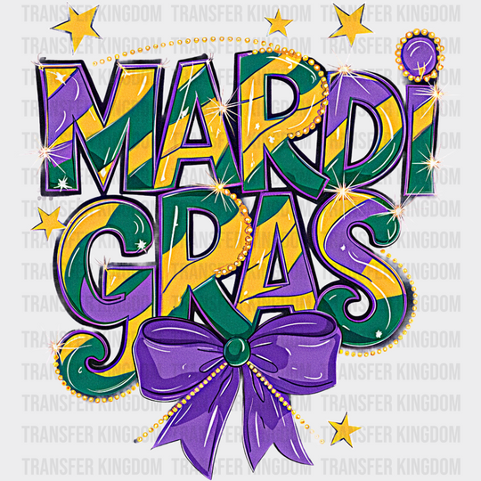 Mardi Gras Ribbon And Stars - Mardi Gras DTF Transfer