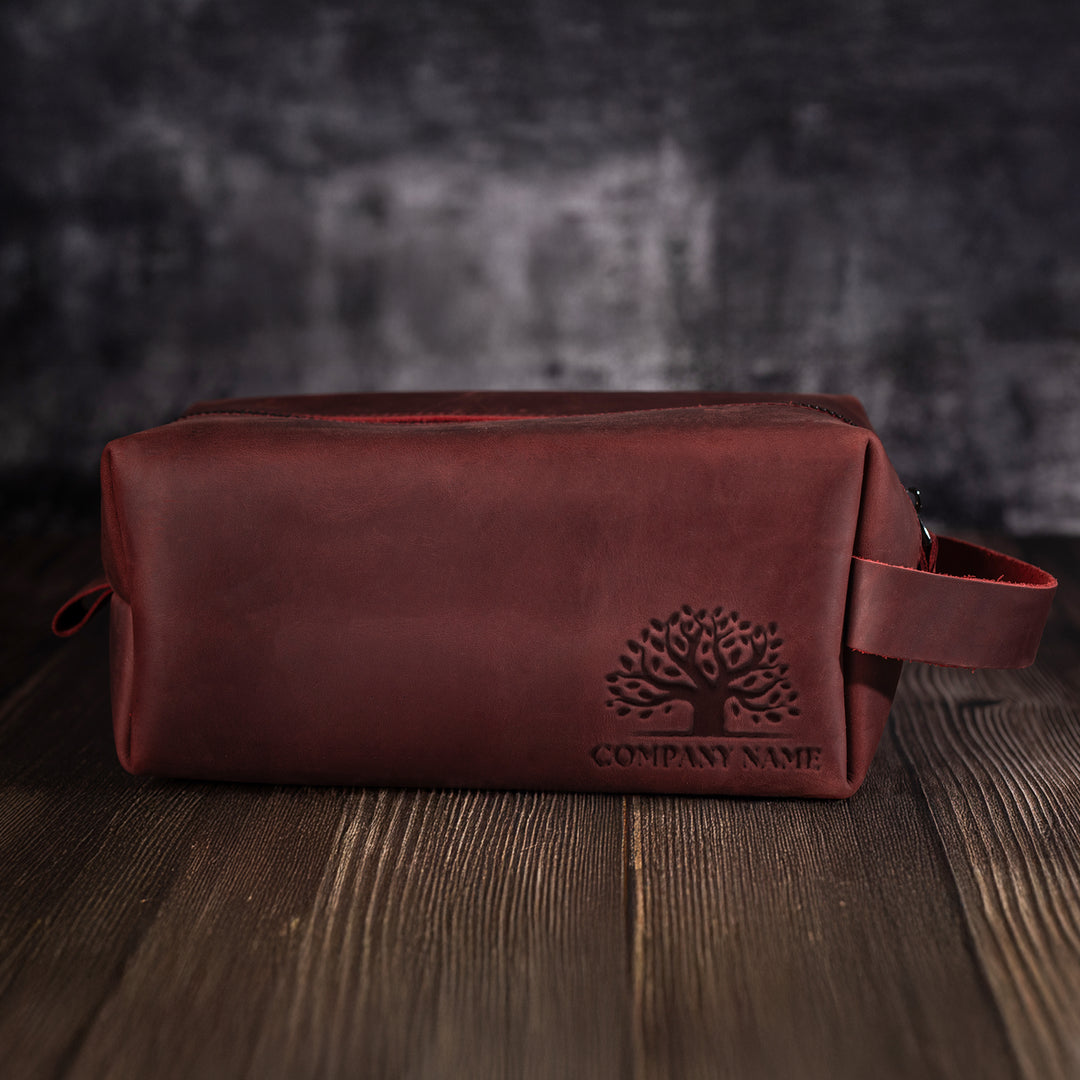 Custom Engraved Leather Dopp kit for men