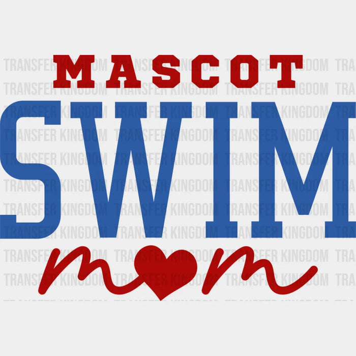 Mascot Swim Mom Red And Blue - Swimming DTF Transfer