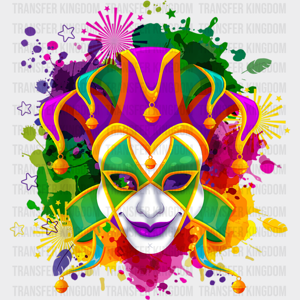 Mask Mardi Gras Design- Dtf Heat Transfer