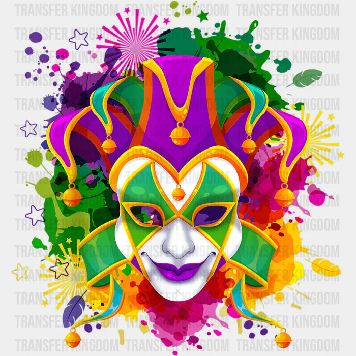 Jester Mask Mardi Gras Design - Mardi Gras DTF heat transfer
