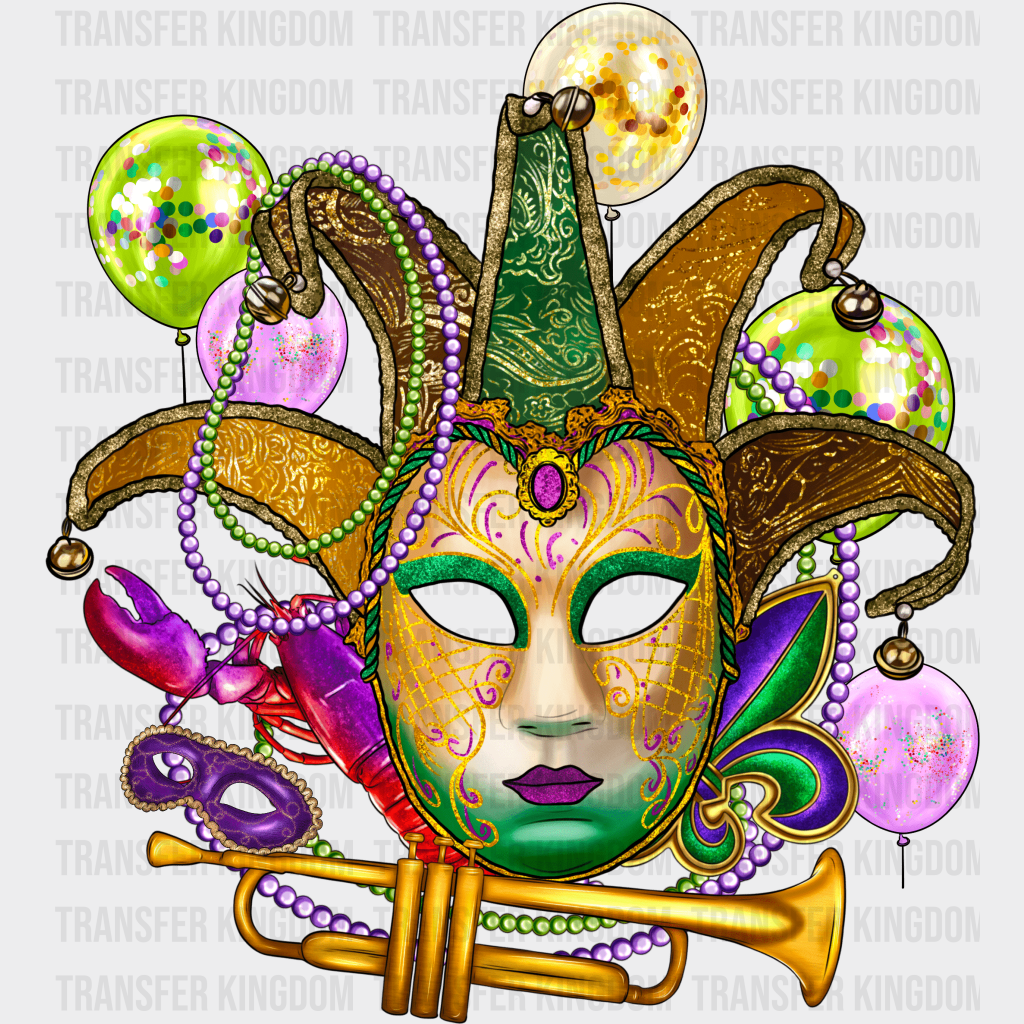 Mask Mardi Gras Design- Dtf Heat Transfer