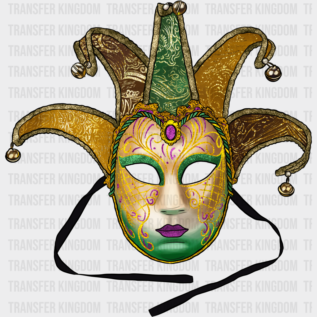 Mask Mardi Gras Design- Dtf Heat Transfer