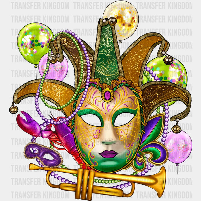 Mask Mardi Gras Trumpet Design - Mardi Gras DTF heat transfer