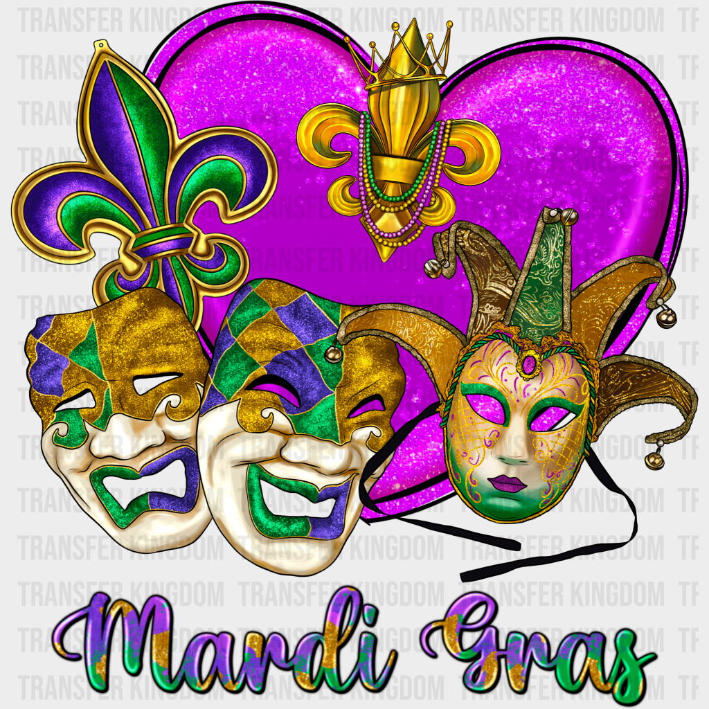 Masks Mardi Gras Design- Dtf Heat Transfer