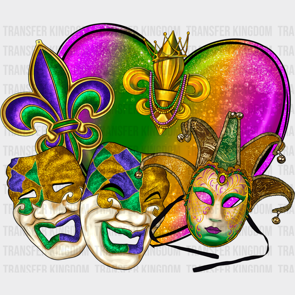 Masks Mardi Gras Design- Dtf Heat Transfer