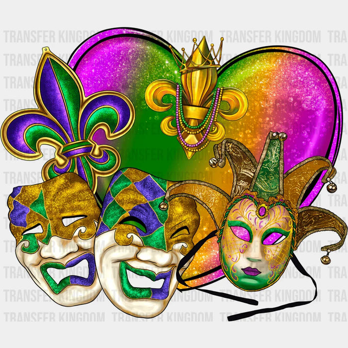 Masks Mardi Gras Heart Design - Mardi Gras DTF heat transfer
