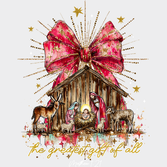 Matthew 1:21 - Christmas DTF Transfer Adult Unisex - S & M (10’’) / Light Color Design (See Imaging)