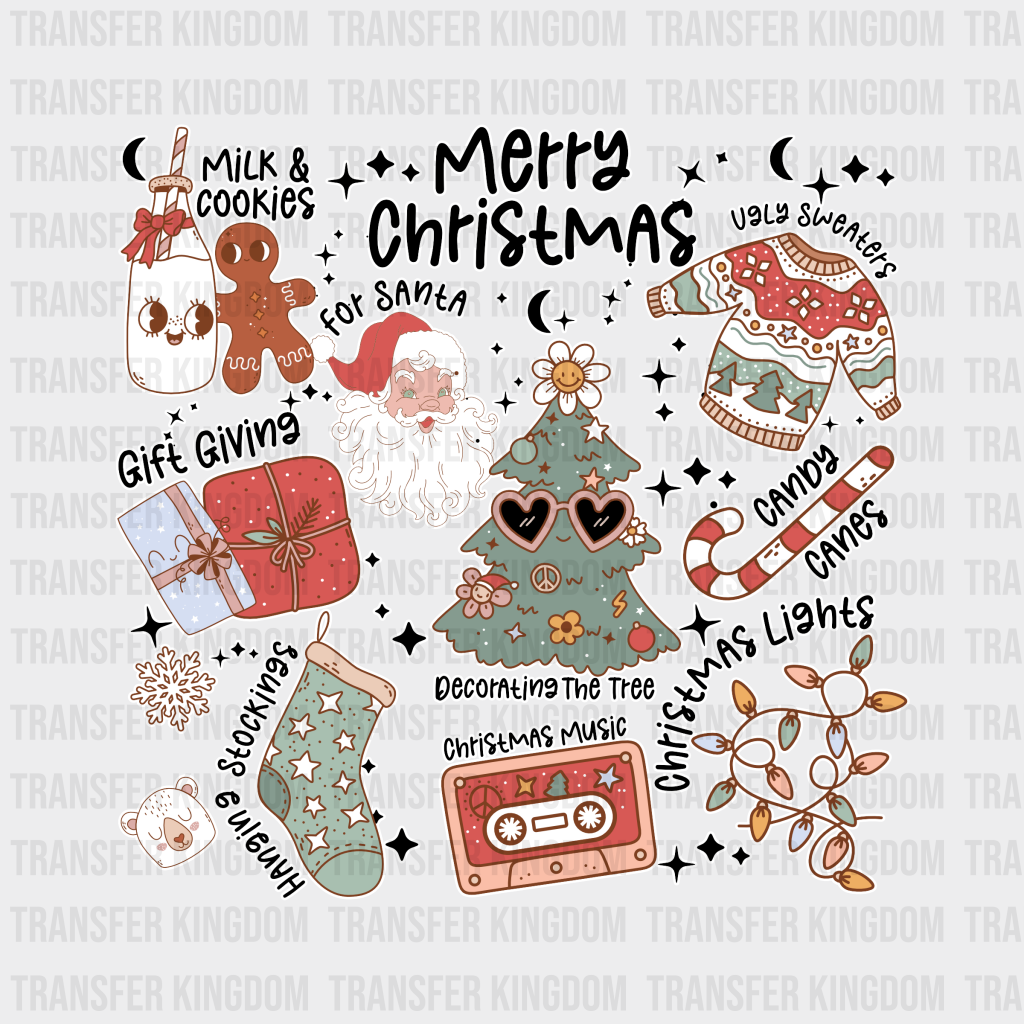 Meeey Christmas Essentials Christmas Design Dtf Heat Transfer Unisex - S & M ( 10 ) / Light Color