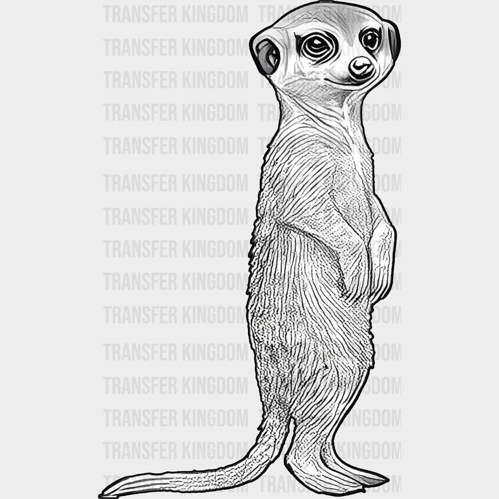 Meerkat B&W - Animals DTF Transfers - Adult Unisex - S & M (10’’) / Dark Color Design (See Imaging)