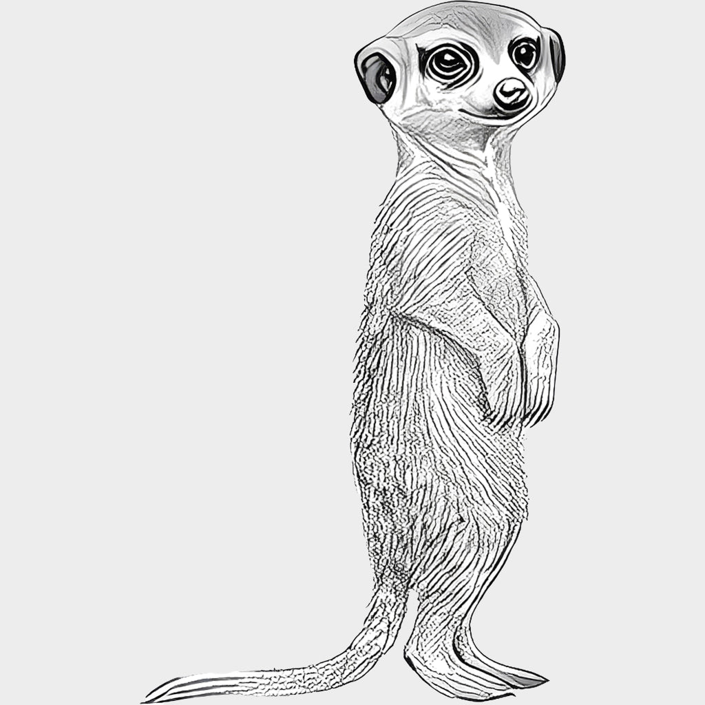 Meerkat B&W - Animals DTF Transfers - Adult Unisex - S & M (10’’) / Light Color Design (See Imaging)
