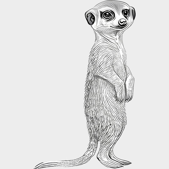 Meerkat B&W - Animals DTF Transfers - Adult Unisex - S & M (10’’) / Light Color Design (See Imaging)