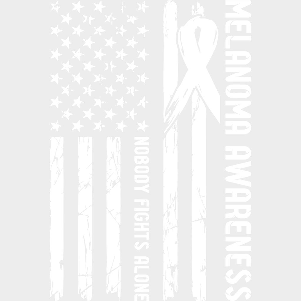 Melanoma Awareness Nobody Fights Alone - Melanoma DTF Transfers - Adult Unisex - S & M (10’’) / Light Color Design (See