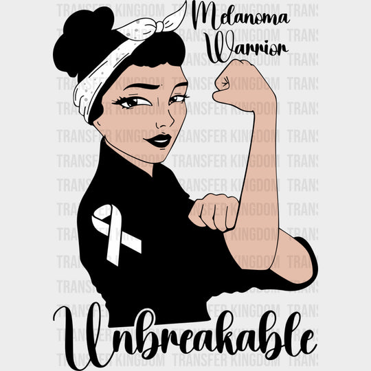 Melanoma Warrior Unbreakable - Melanoma DTF Transfers - Adult Unisex - S & M (10’’) / Dark Color Design (See Imaging)