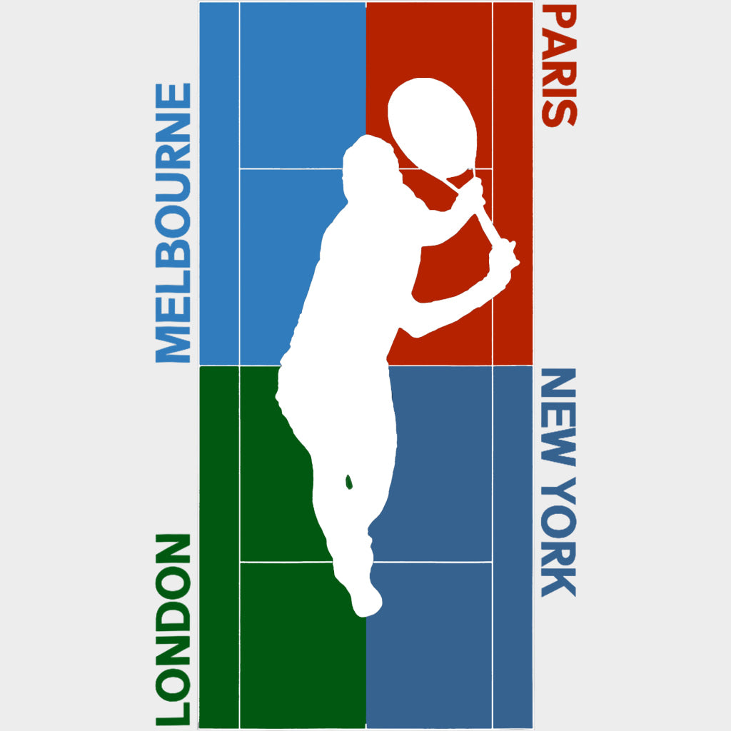 Melbourne London Paris New York - Tennis DTF Transfers Adult Unisex - S & M (10’’) / Light Color Design (See Imaging)