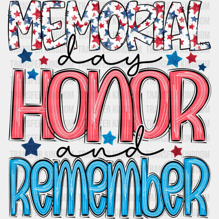 Memorial Day Honor And Remember - Military DTF Transfer