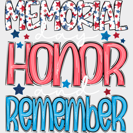 Memorial Day Honor And Remember - Military DTF Transfer Adult Unisex - S & M (10’’) / Light Color Design (See Imaging)