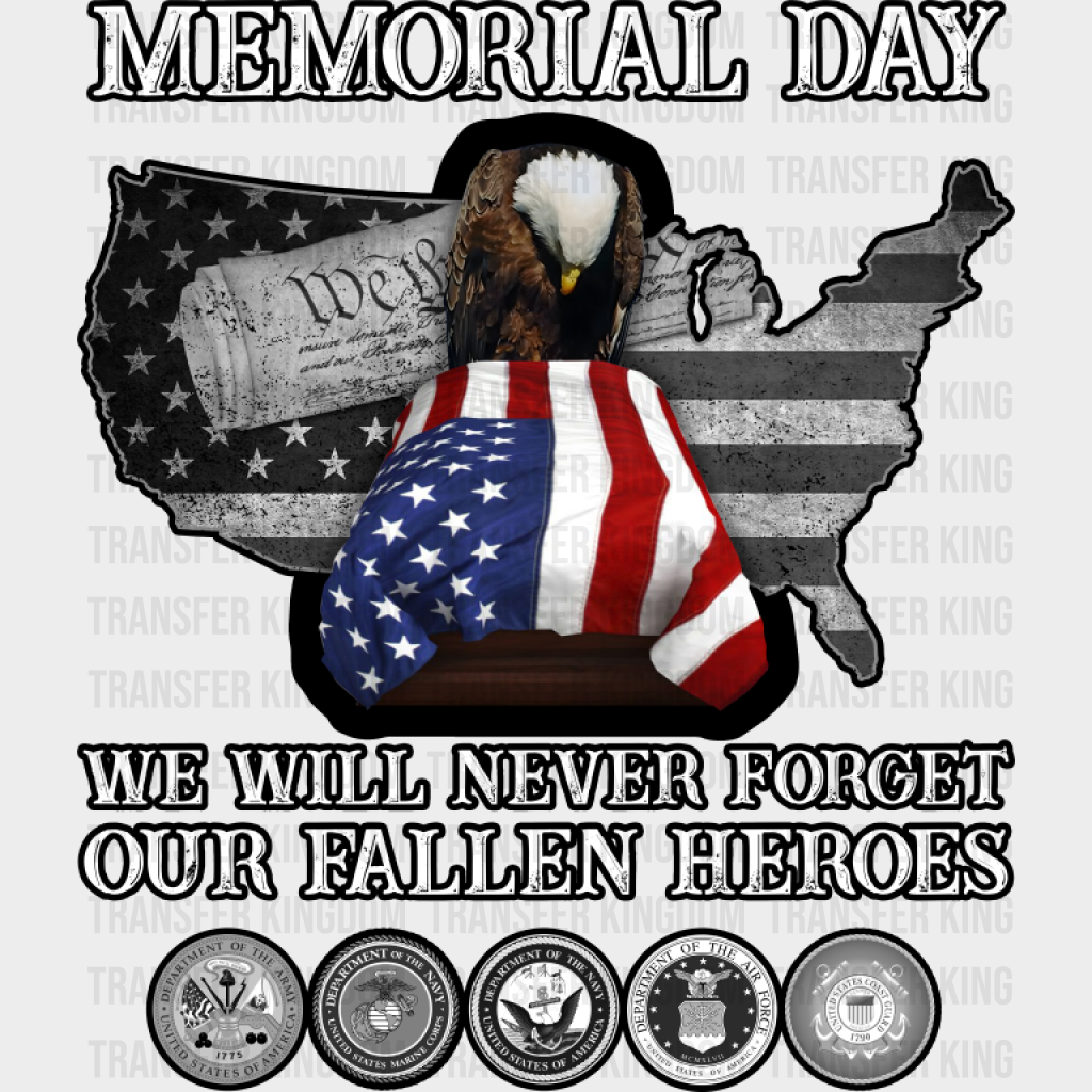 Memorial Day - Military DTF Transfer Adult Unisex - S & M (10’’) / Dark Color Design (See Imaging)