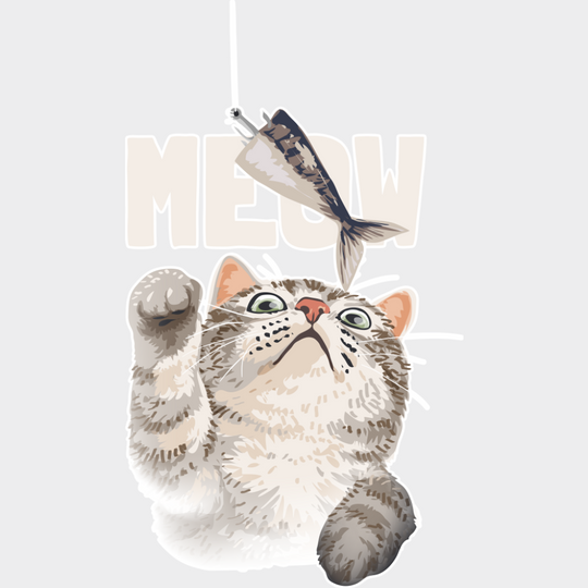Meow Catching Fish - Cats DTF Transfer Adult Unisex - S & M (10’’) / Light Color Design (See Imaging)