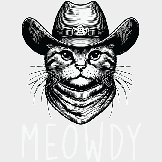 Meowdy Cowboy Cat - Cats Iron On Dtf Transfer Unisex S & M (10’’) / Light Color Design See Imaging