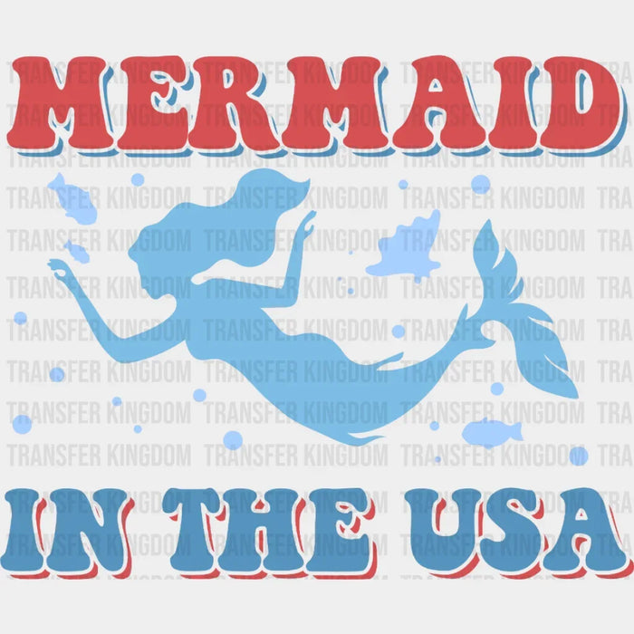 Mermaid in The USA Red And Blue - 4th Of July DTF Transfer