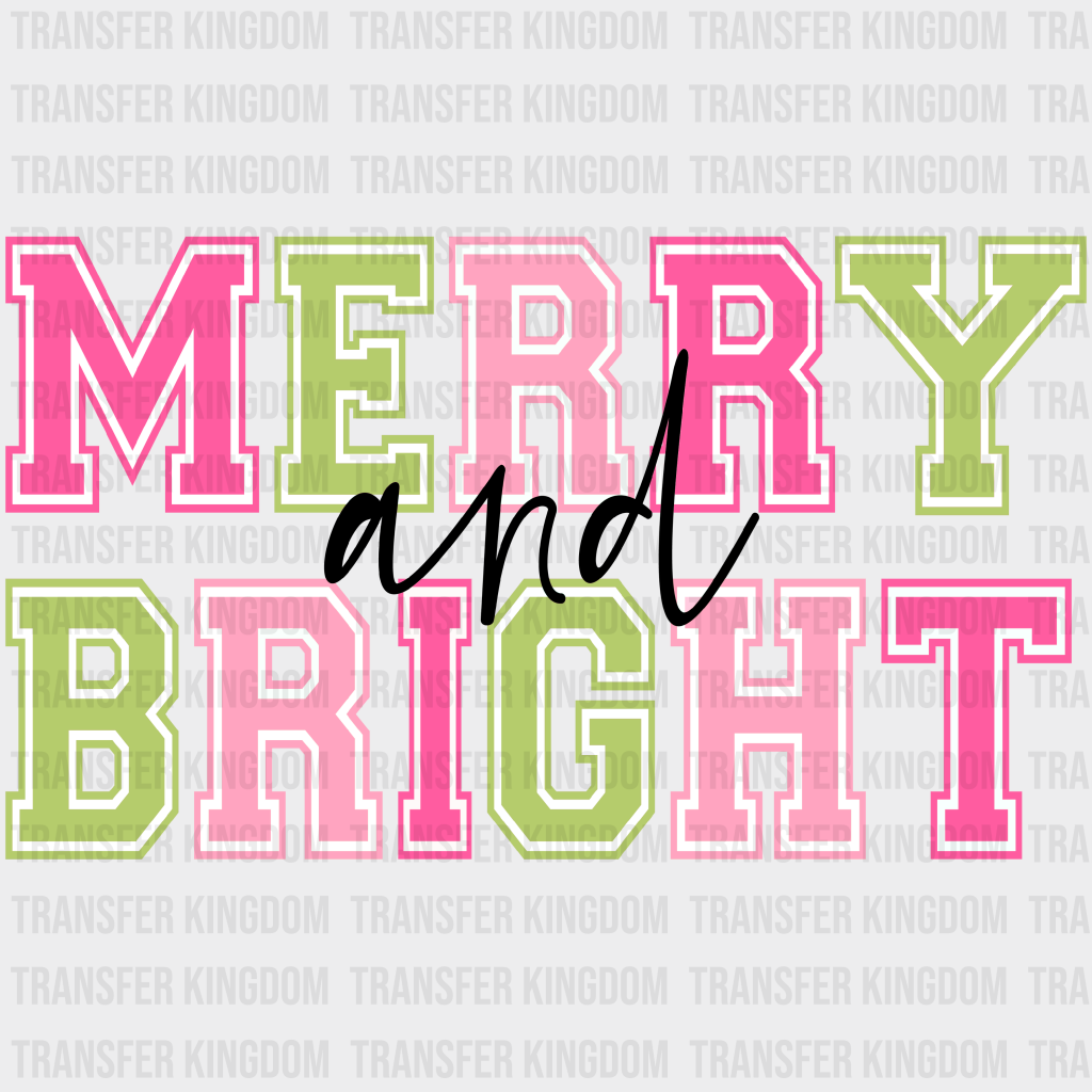 Merry And Bright Christmas Design - Dtf Heat Transfer Unisex S & M ( 10 ) / Dark Color (See Imaging)