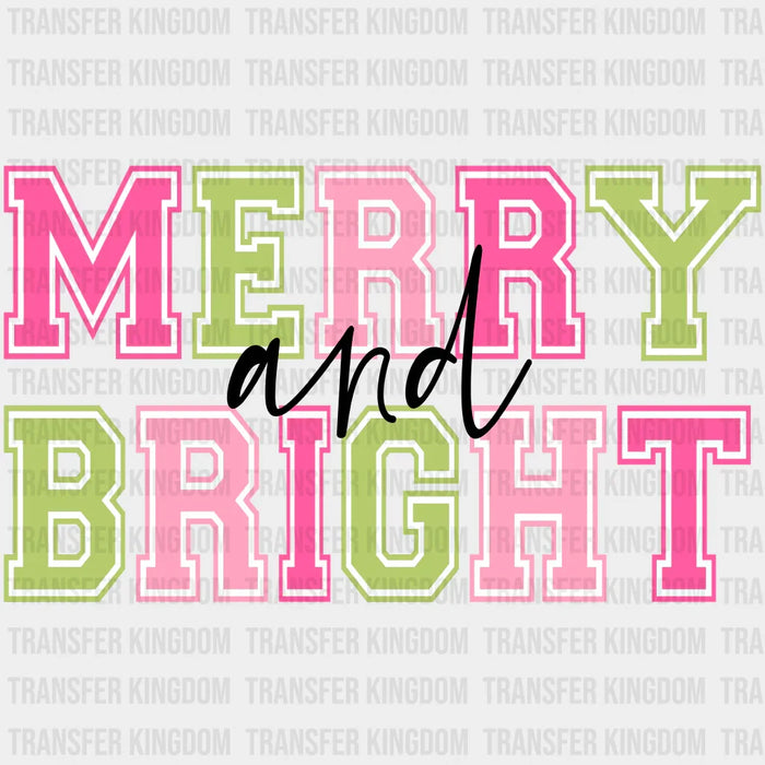 MERRY AND BRIGHT Christmas Design - DTF heat transfer