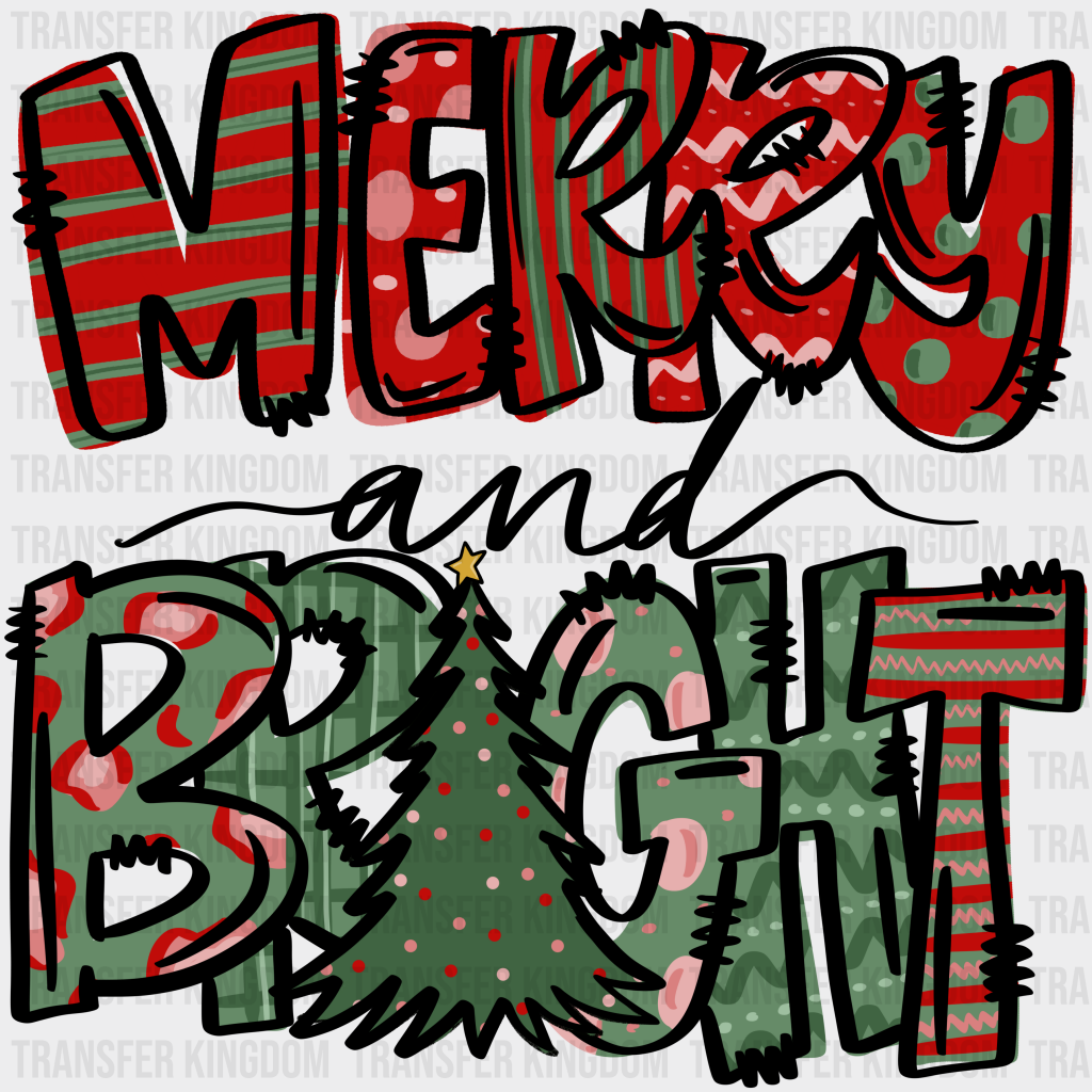 Merry And Bright - Christmas Dtf Transfer Unisex S & M (10’’) / Dark Color Design See Imaging