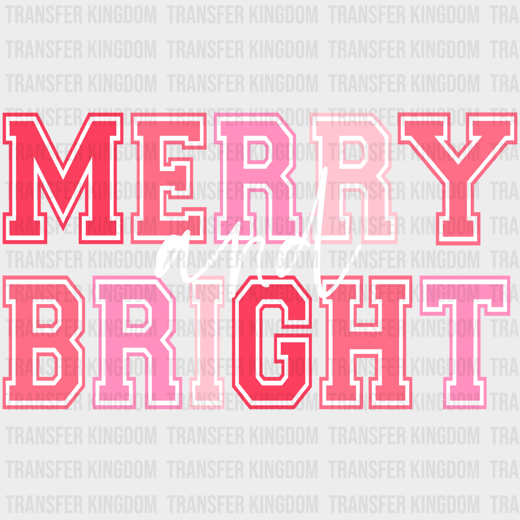 Merry & Bright Christmas Design - Dtf Heat Transfer Unisex S M ( 10 ) / Light Color (See Imaging)
