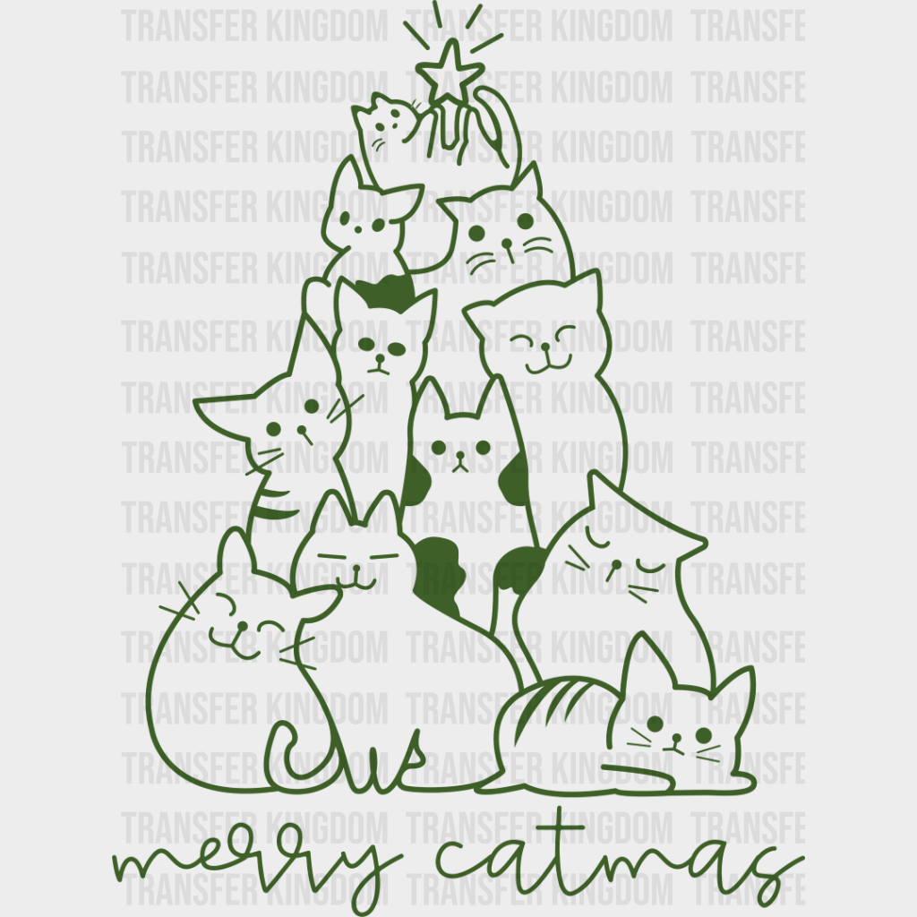 Merry Catmas Green Design - Christmas Dtf Transfer