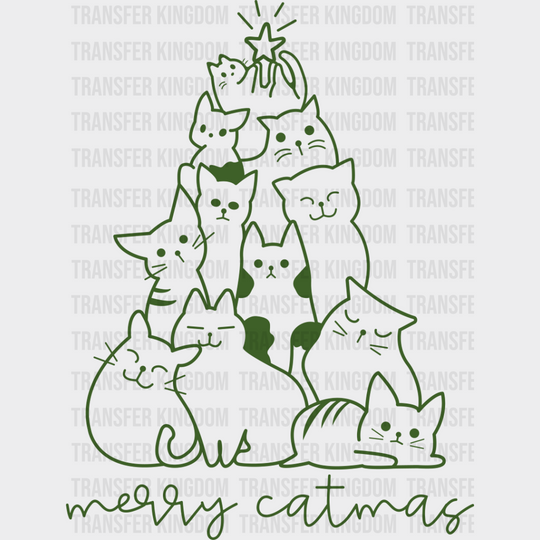 Merry Catmas Green Design - Christmas Dtf Transfer