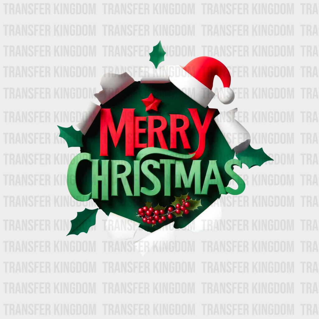 Merry Christmas 3D Christmas Design - Dtf Heat Transfer