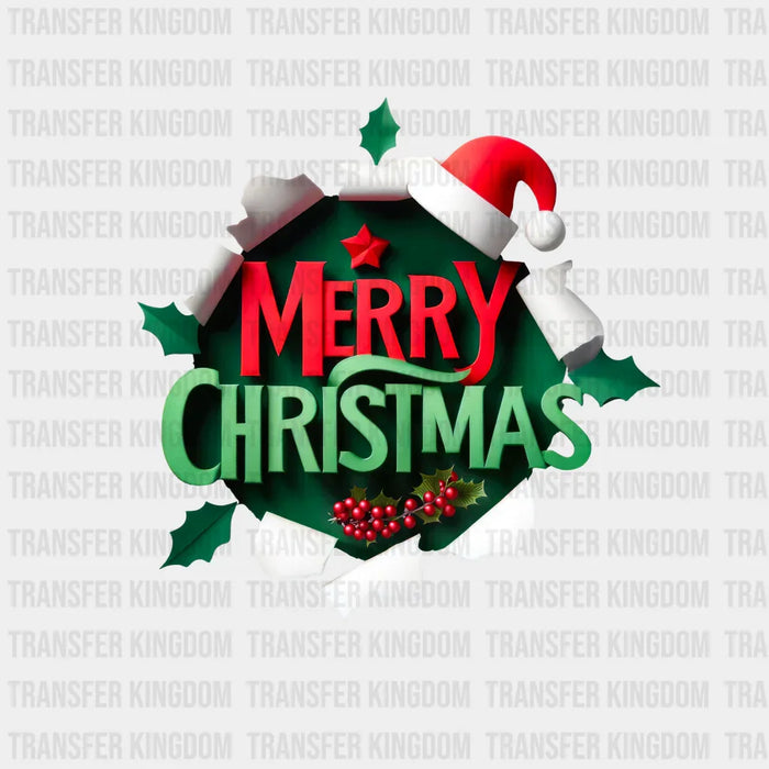 MERRY CHRISTMAS 3D Christmas Design - DTF heat transfer